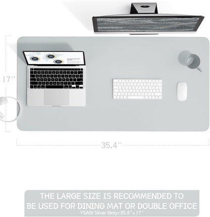 YSAGi Non-Slip Leather Desk Pad, Waterproof Laptop Computer Desk Keyboard Mat, Table Protector Blotter Mat, Large Mouse Pad for Office/Work/Home/Decor(Dark Brown, 31.5" x 15.7")