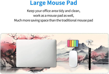 Japanese Mouse Pad, Large Japanese Desk Mat, XL Anime Gaming Keyboard Mat, Non-Slip Rubber Base, Big Extended Desk Protector for Home Office, 31.5”x11.8”