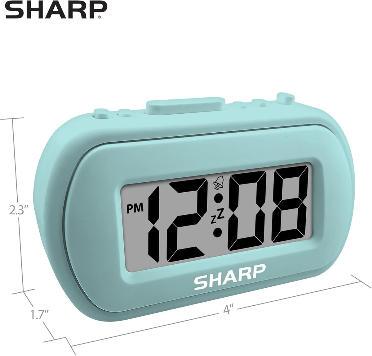 Sharp Digital Alarm Clock – Tactile Plastic Case with Soft Rubberized Finish - Battery Operated – Blue Backlight on Demand – Ascending Alarm – Easy to Use – Charcoal Black