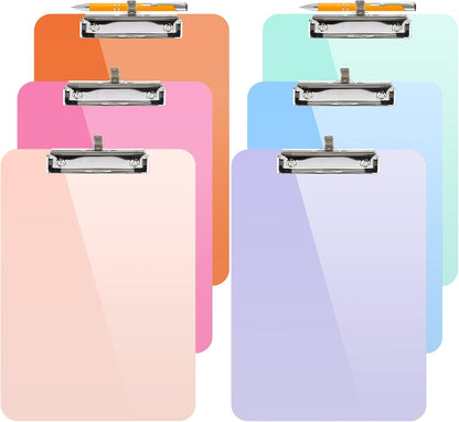 Sooez Plastic Clipboard with Pen Holder, [10% Thicker] Clip Boards 8.5x11 with Low Profile Clip, Cute Hanging Clipboard, Standard Letter Size A4 for Women Teacher, Office & School Supplies, Black