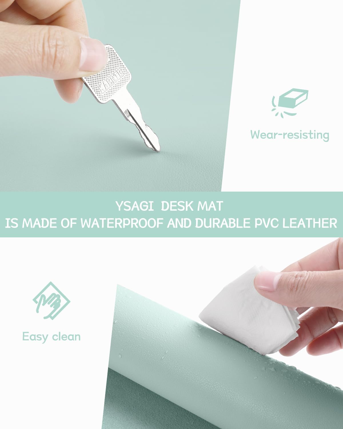 YSAGi Non-Slip Leather Desk Pad, Waterproof Laptop Computer Desk Keyboard Mat, Table Protector Blotter Mat, Large Mouse Pad for Office/Work/Home/Decor(Dark Brown, 31.5" x 15.7")