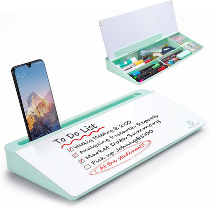 TSJ OFFICE Desktop Whiteboard Dry-Erase-Board - Computer Keyboard Stand White Board Surface Pad with Drawer, Desk Organizers with Accessories for Office, Home, School Supplies - Black