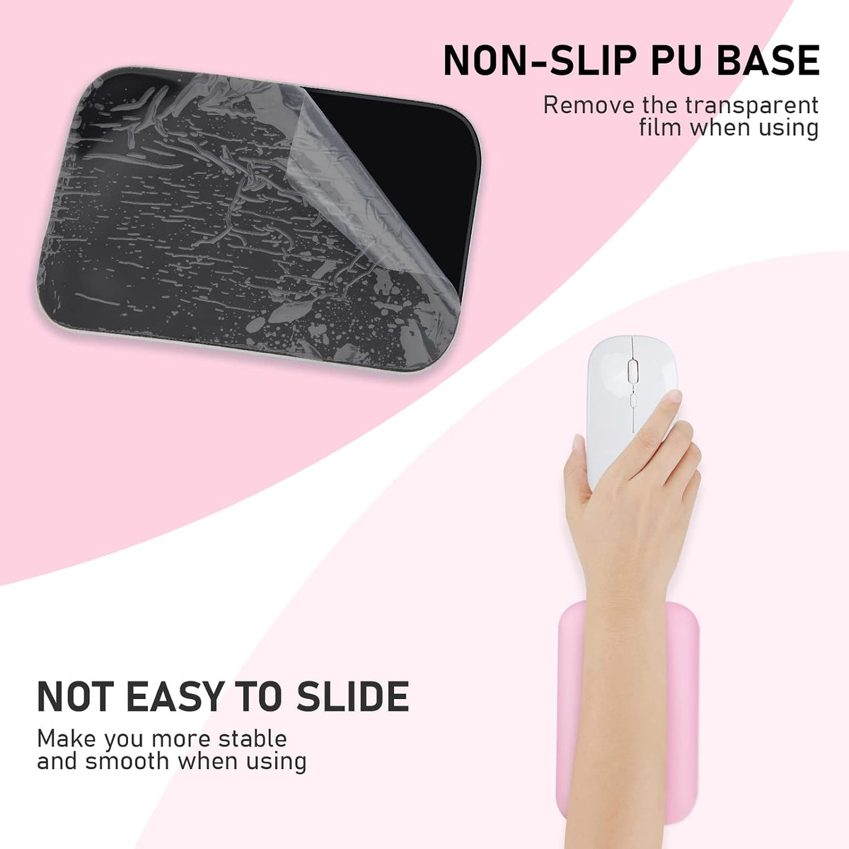Leolee Elbow Rest Pads for Desk, Black Ergonomic Wrist Rest Arm Rest Pads | Memory Foam & Non-Slip Base, Armrest Cushion Support Pad Relieve Elbow and Wrist Pain for Computer, Office, 2 Packs