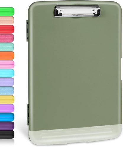 Clipboard with Storage, Clip Board 8.5 x 11 with Pen Holder, High Capacity Plastic Organization Case Box for Letter Legal A4 Size Paper, Nurses Teachers Must Haves, School & Office Supplies