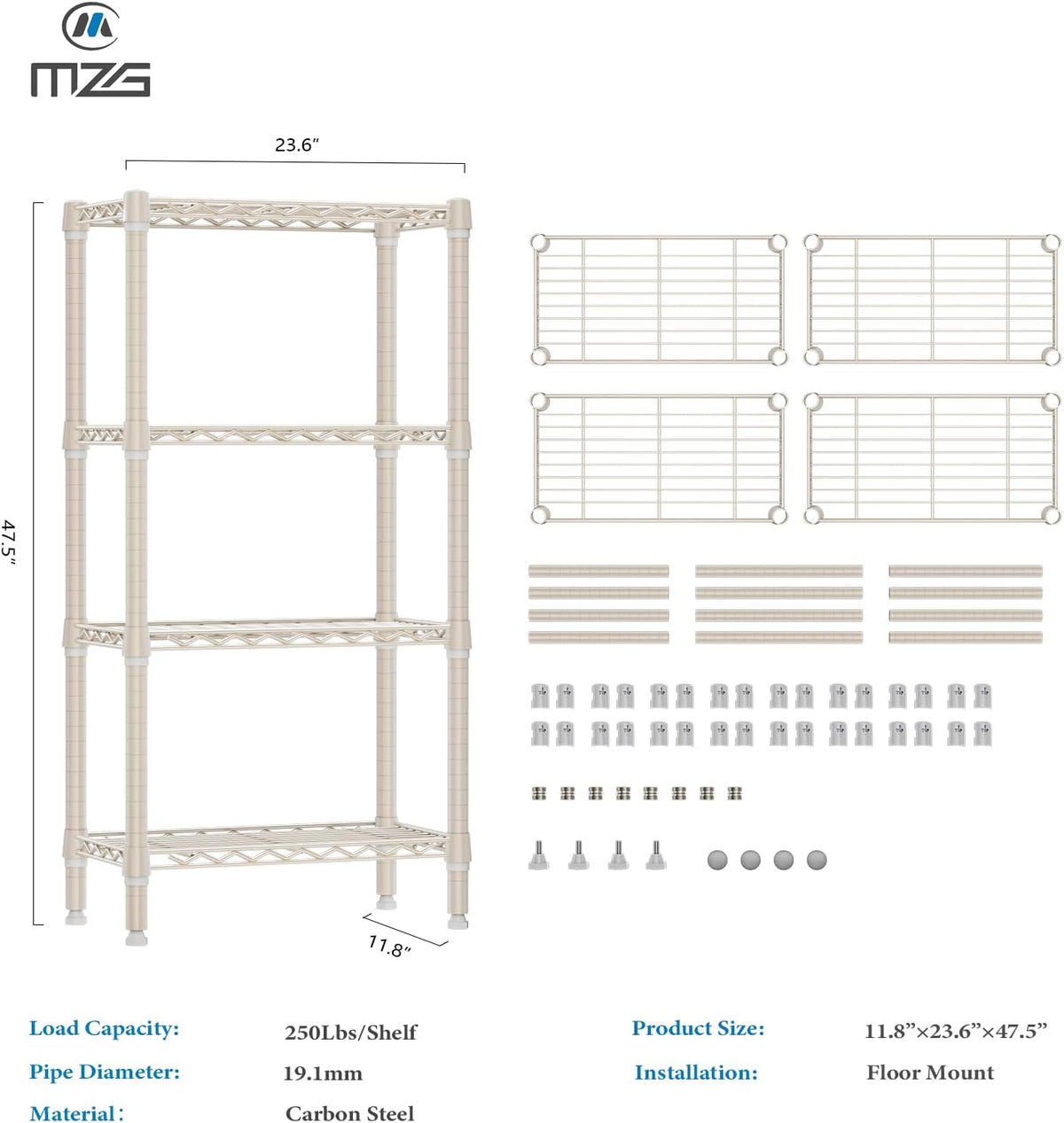 M MZG 450 lbs Steel Storage Shelving 3-Tier Utility Shelving Unit Steel Organizer Wire Rack for Home,Kitchen,Office (11.8" D x 17.7" W x 26.3" H) - Colors A