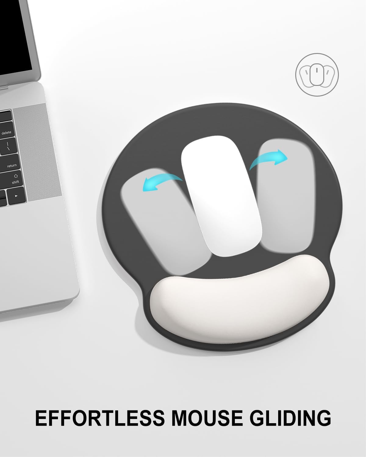 Ergonomic Mouse Pad with Wrist Rest, Comfortable Silicone Non-Slip Computer Pain Relief Gel Mouse Mat with Wrist Support for Gaming, Work, Office, Women & Men, Cute Pattern, Beige