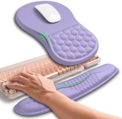 2in1 Combination, Wave Keyboard Wrist Rest and Ergonomic Curvature Mouse Pad Wrist Support for Relieve Wrist Pain, Filled with Soft Cushion Memory Foam, Black