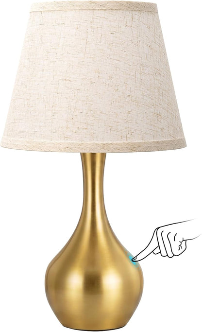 Seealle Touch Table Lamp for Bedroom, 3-Way Dimmable Small Bedside Lamps for Night Stands with Wires, Wood-Paint Desk Lamp for Kids Room, Office, Living Room, End Table(LED Bulb Included)