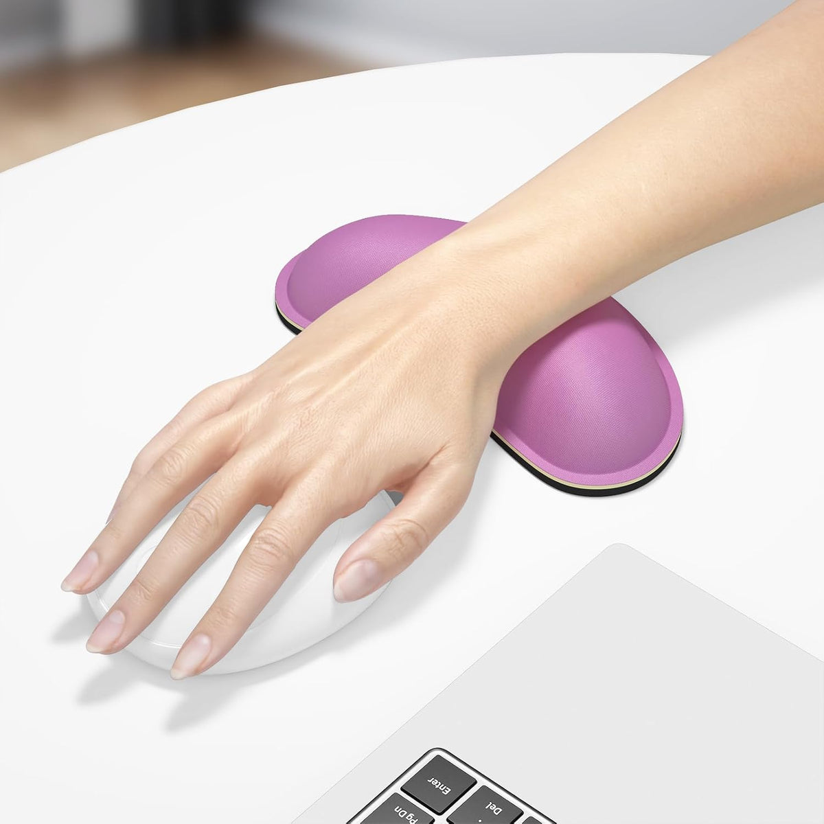 Dapesuom Enlarge Keyboard Wrist Rest, Cute Memory Foam Keyboard Wrist Cushion for Computer Desk Mats Support, Typing Pain Relief Ergonomic Mouse Pad Rests with Non-Slip Base for Gaming, Laptop, Purple