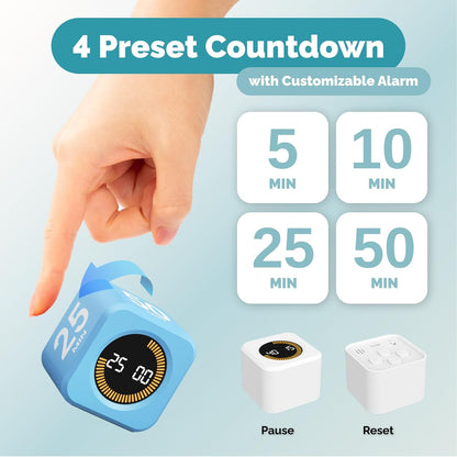 KADAMS Pomodoro Cube Timer Productivity Visual Timer - 5/10/25/50 Min Rotating Countdown (1, Green)