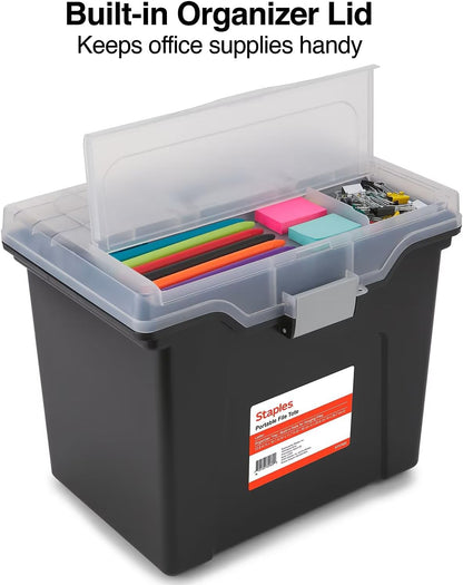 Hanging File Folder Box, Storage Bin Organizer, Snap Lid, Clear