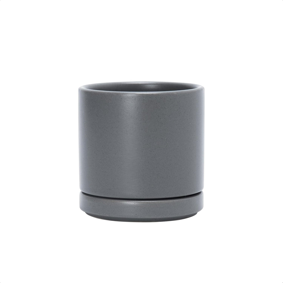 D'vine Dev 4.7 Inch Ceramic Planter Pot with Drainage Hole and Saucer, Indoor Cylinder Round Planter Pot, Teal, 94-O-B-9
