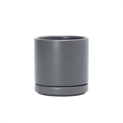 D'vine Dev 4.7 Inch Ceramic Planter Pot with Drainage Hole and Saucer, Indoor Cylinder Round Planter Pot, Teal, 94-O-B-9