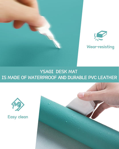 YSAGi Non-Slip Leather Desk Pad, Waterproof Laptop Computer Desk Keyboard Mat, Table Protector Blotter Mat, Large Mouse Pad for Office/Work/Home/Decor(Dark Brown, 31.5" x 15.7")