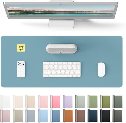 YSAGi Leather Desk Pad Protector, Office Desk Mat, Large Mouse Pad, Non-Slip PU Leather Desk Blotter, Waterproof Laptop Desk Writing Pad for Office and Home (23.6" x 13.8", Eggshell) - Colors A