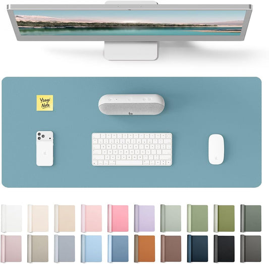 YSAGi Leather Desk Pad Protector, Large Mouse Pad, Non-Slip PU Leather Desk Blotter, Waterproof Writing Pad for Office and Home (31.5" x 15.8", Eggshell) - Colors A