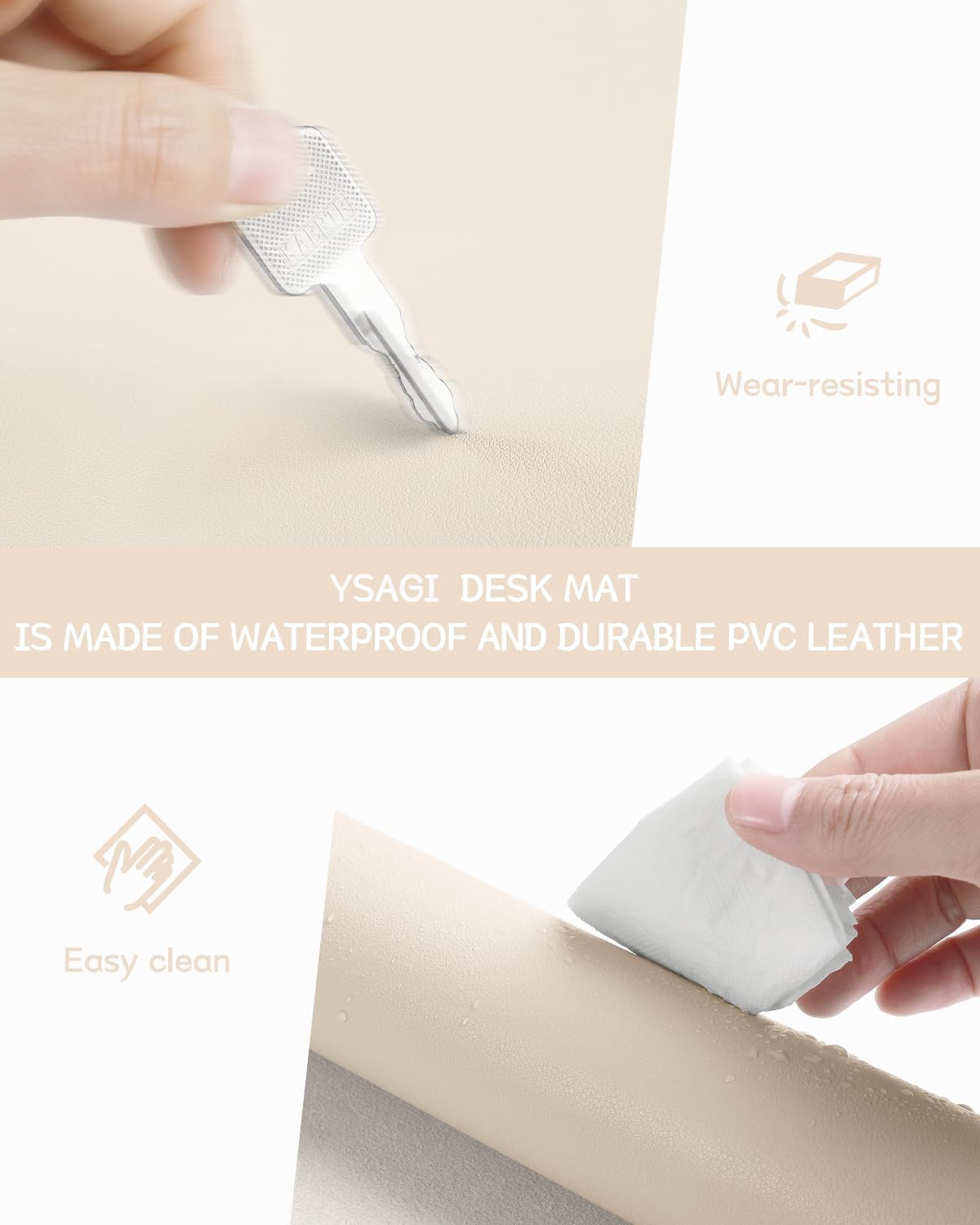 YSAGi Non-Slip Leather Desk Pad, Waterproof Laptop Computer Desk Keyboard Mat, Table Protector Blotter Mat, Large Mouse Pad for Office/Work/Home/Decor(Dark Brown, 31.5" x 15.7")