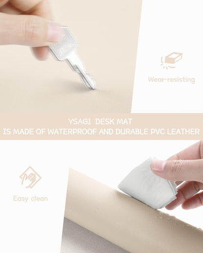 YSAGi Non-Slip Leather Desk Pad, Waterproof Laptop Computer Desk Keyboard Mat, Table Protector Blotter Mat, Large Mouse Pad for Office/Work/Home/Decor(Dark Brown, 31.5" x 15.7")