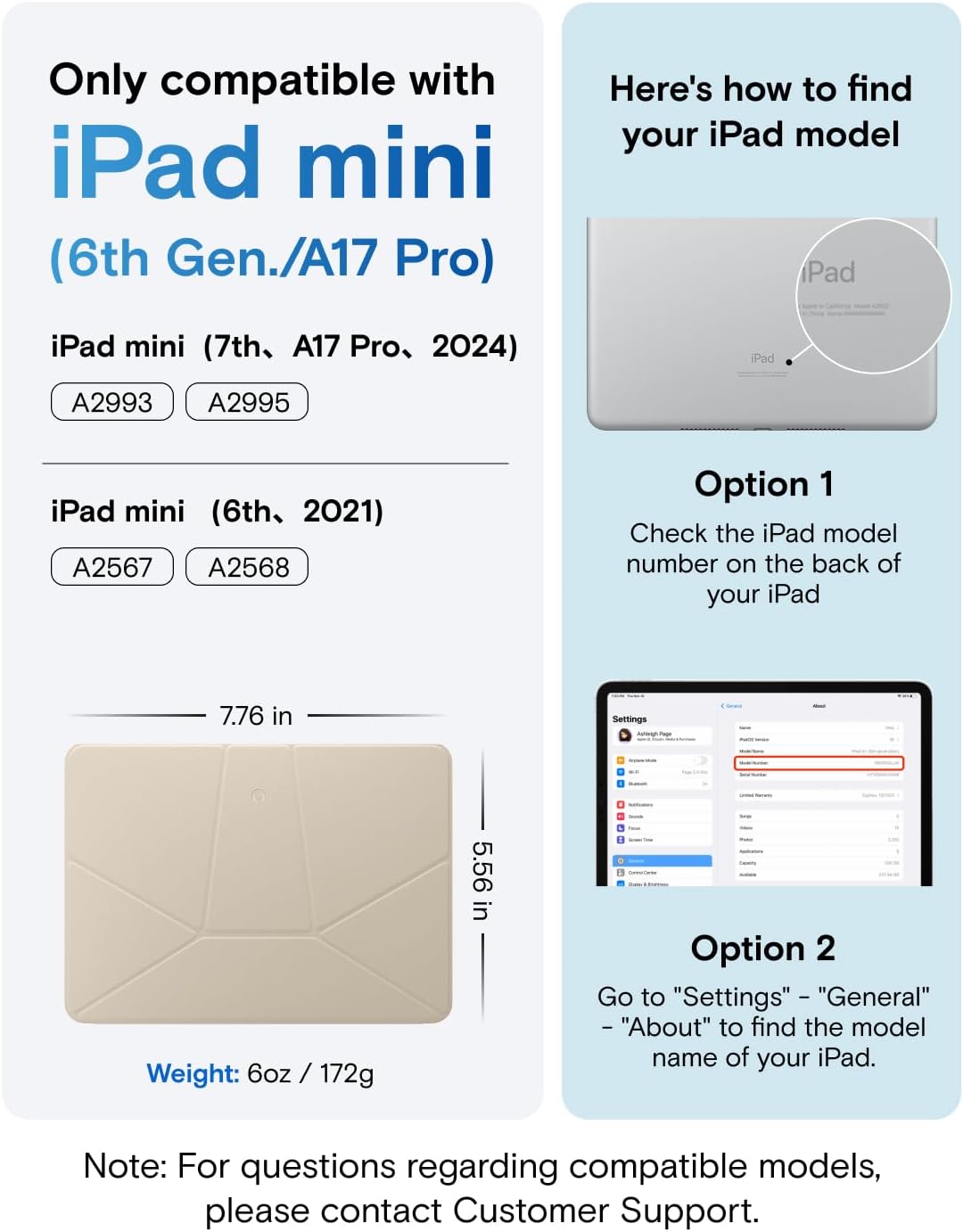 MOFT Dynamic Folio Tablet Stand for Desk Compatible with iPad mini A17 Pro 2024 & iPad mini 6th A15 2021, Slim Magnetic Tablet Holder Case with 20+ Viewing Angles, Beach White x Terracotta