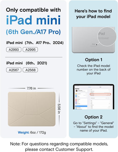 MOFT Dynamic Folio Tablet Stand for Desk Compatible with iPad mini A17 Pro 2024 & iPad mini 6th A15 2021, Slim Magnetic Tablet Holder Case with 20+ Viewing Angles, Beach White x Terracotta