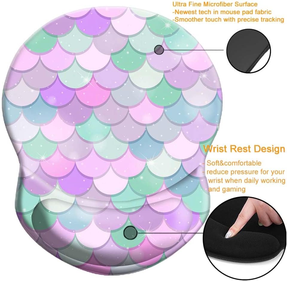 Wrist Support Mouse Pad Anti Slip Rubber Wrist Rest Mousepad 9in X 8in Small Desktop Notebook Mouse Mat for Working and Gaming (M-Pink Floral)
