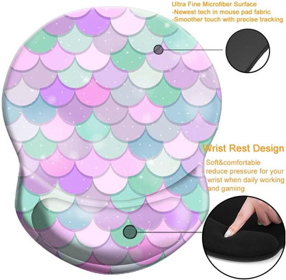 Wrist Support Mouse Pad Anti Slip Rubber Wrist Rest Mousepad 9in X 8in Small Desktop Notebook Mouse Mat for Working and Gaming (M-Pink Floral)