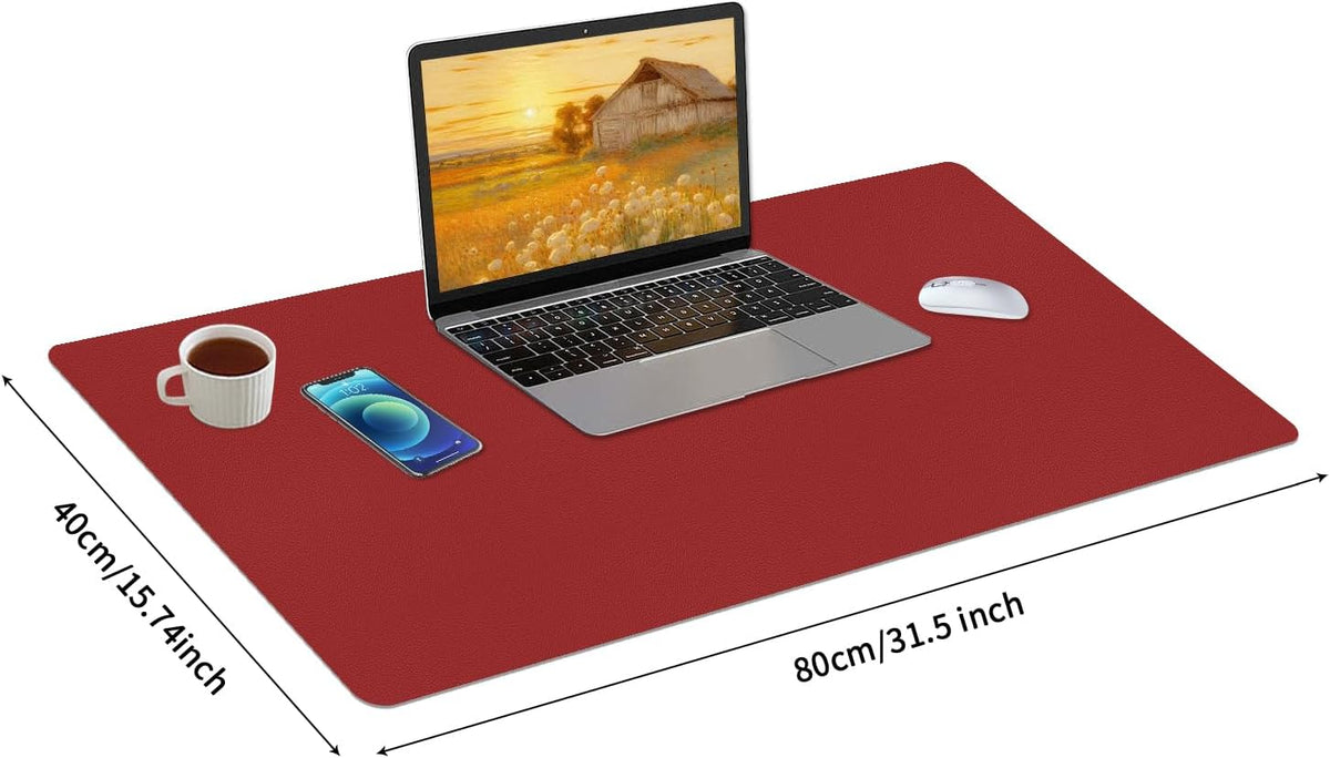 Bloss Leather Desk Pad and Keyboard Wrist Rest, Large Mouse Pad + Keyboard Pad+Mouse Wrist Support, Non-Slip Desk Mat Protector for Office, Home(31.5×15.7 Inches,Beige) - Colors A