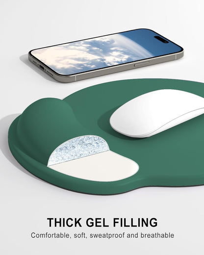 Ergonomic Mouse Pad with Wrist Rest, Comfortable Silicone Non-Slip Computer Pain Relief Gel Mouse Mat with Wrist Support for Gaming, Work, Office, Women & Men, Cute Pattern, Beige
