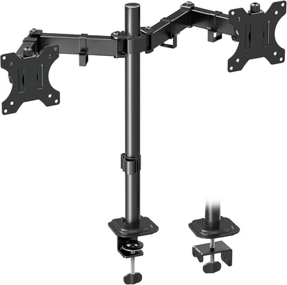 Dual Monitor Desk Mount, Max 32 Inch up to 17.6lbs, Fully Adjustable Dual Monitor Arm for 2 LCD Screens, Double Monitor Stand with C-Clamp and Grommet Base