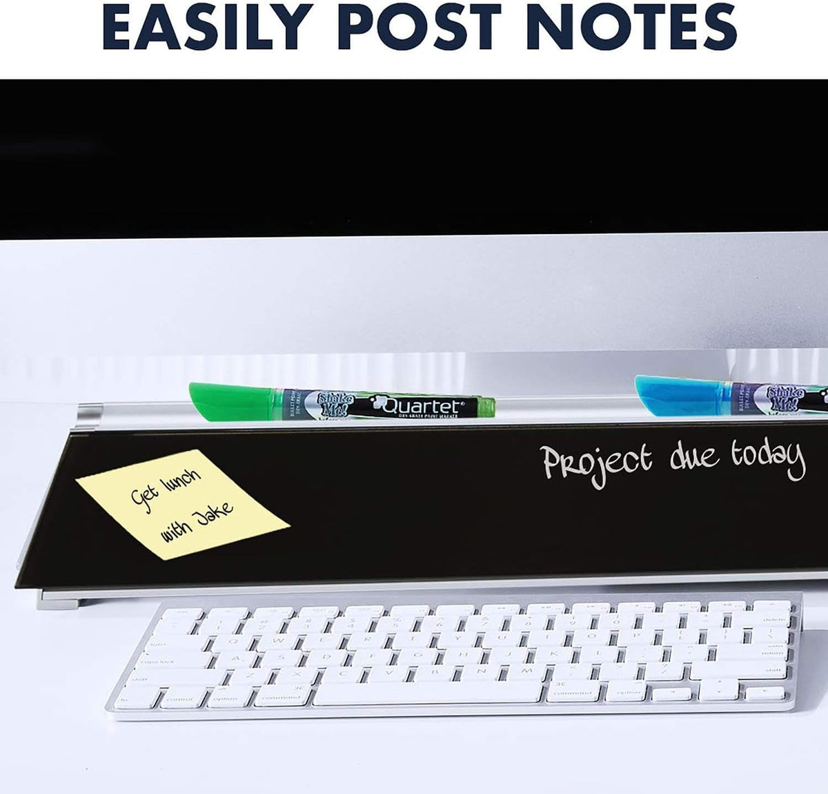 Quartet Glass Dry Erase White Board, Desktop Computer Pad for Notetaking, 18" x 6" Whiteboard, Clean Erase Surface with Storage, 1 Dry Erase Marker, White Surface (GDP186)