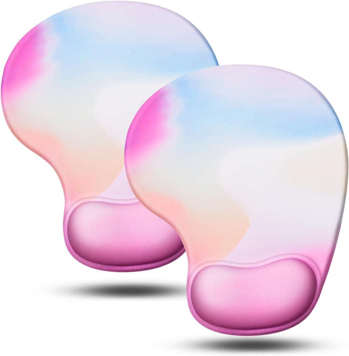 JIKIOU Mouse Pad, 2 Pack Ergonomic Mouse Pads with Comfortable Gel Wrist Rest Support and Smooth Cloth, Non-Slip PU Base for Easy Typing Pain Relief Durable and Easy to Clean Small Black
