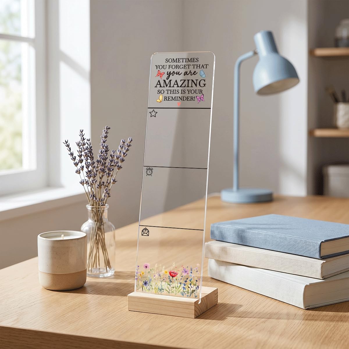 Note to Self Motivational Decor Sticky Note Holder, Mental Health Monitor Memo Board Decorations for School Counseling Office Therapy Desktop Art Decoration School Counselor, Therapist Office Gifts