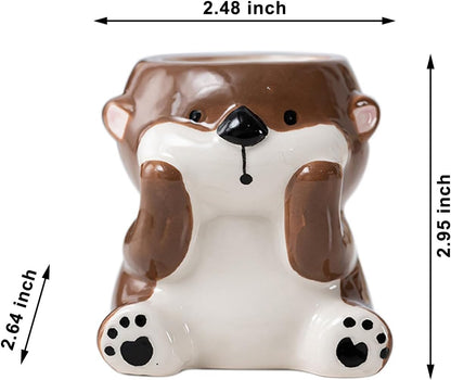 DIYOMR Cute Animals Planter, Mini Ceramic Cartoon Animal Shaped Succulent Flower Pot Indoor Air Plants Holder, Smooth Shiny Decorative Flower Cactus Planter - Plants Not Included (Panda)