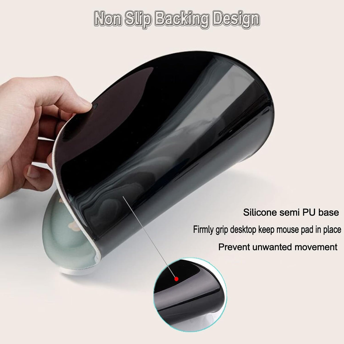 Wrist Support Mouse Pad Anti Slip Rubber Wrist Rest Mousepad 9in X 8in Small Desktop Notebook Mouse Mat for Working and Gaming (M-Pink Floral)
