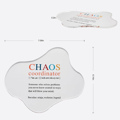 Chaos Coordinator Coasters: Funny Coffee Coaster Set for Office Desk Accessories and Stress Relief Gifts,Acrylic Single Coaster,Office Coaster for Desk,Teacher, Employee Appreciation Gifts,