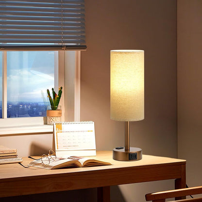 Fenmzee Bedside Table Lamp for Bedroom - Dimmable Touch, USB A+C, AC Outlet