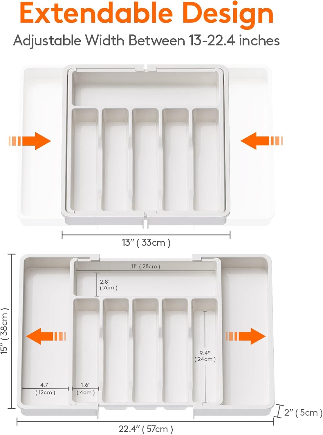 Expandable Silverware Drawer Organizer, Kitchen Utensil Tray