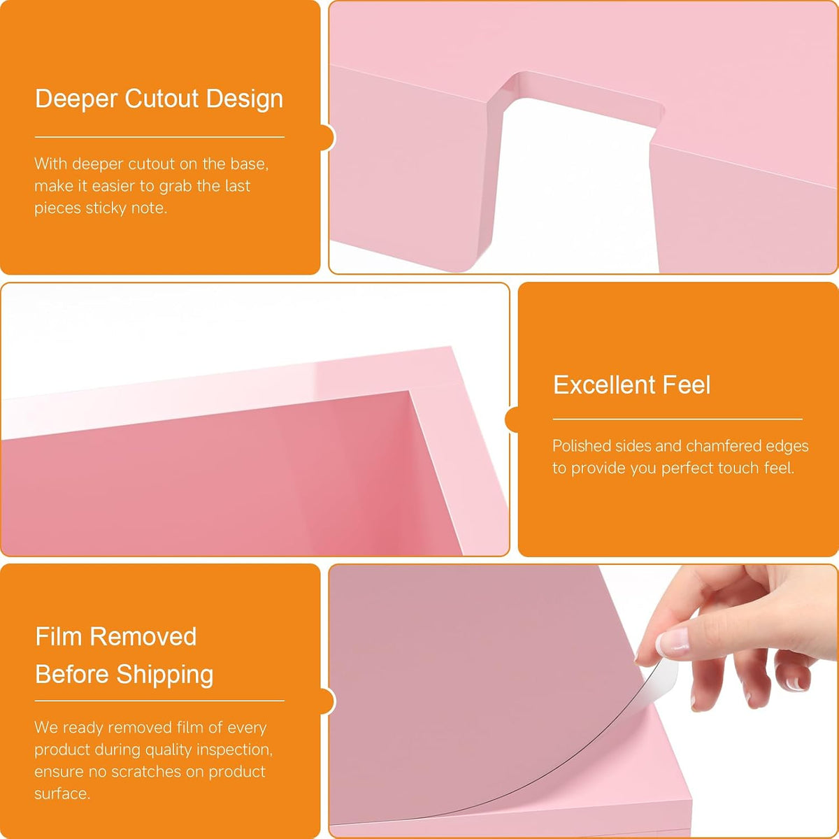BEEGO Sticky Note Organizer - 4x6 in Crystal Clear Acrylic Notepad Holder & Dispenser for Dorm Room Office Desk Organization