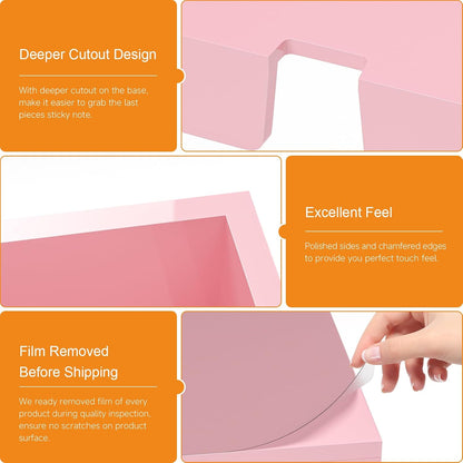 BEEGO Sticky Note Organizer - 4x6 in Crystal Clear Acrylic Notepad Holder & Dispenser for Dorm Room Office Desk Organization