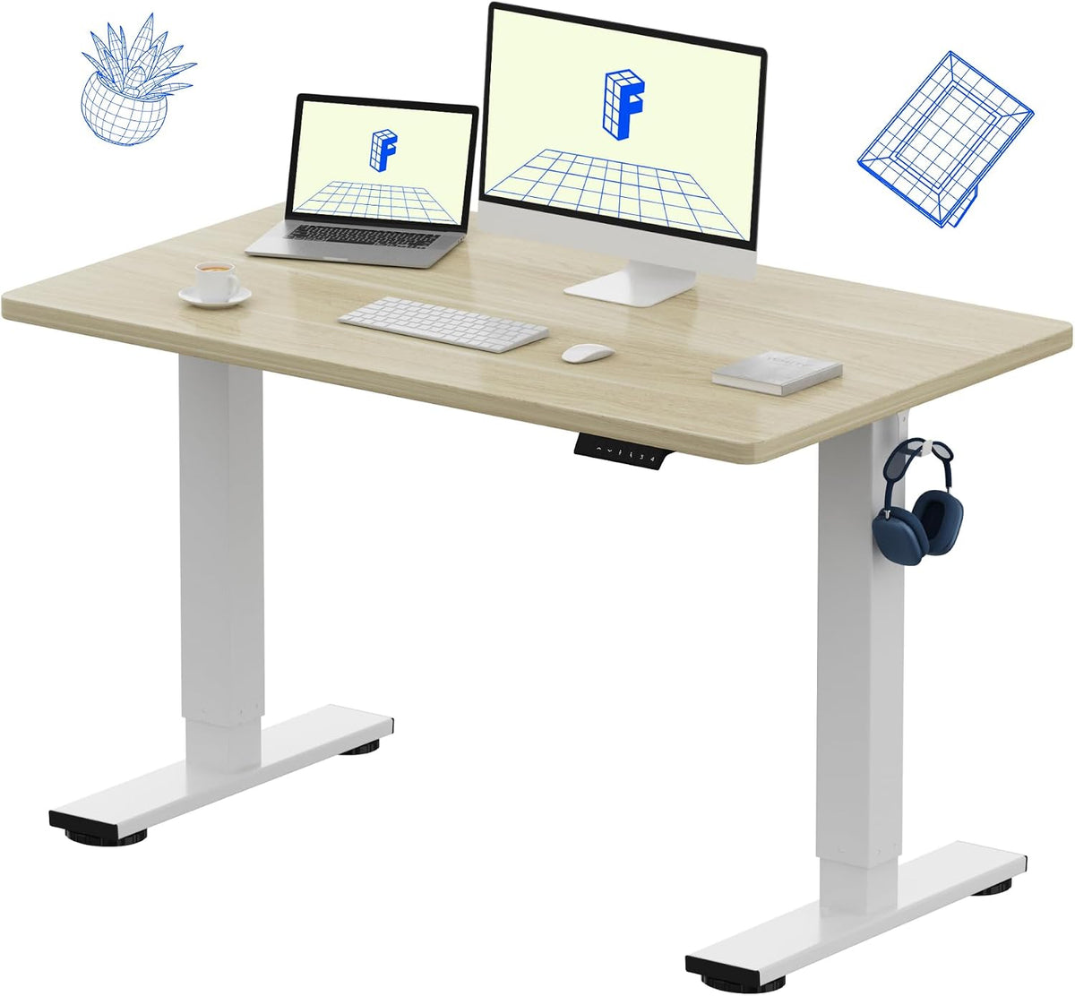 EN1 48"x24" One-Piece Standing Desk, White