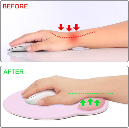 Ergonomic Mouse Pad with Wrist Support Rest,Large Mousepad Gel Wrist Rest, with Coaster Non-Slip & Pain Relief for Computer, Desk, Home&Office-Beach - Colors B