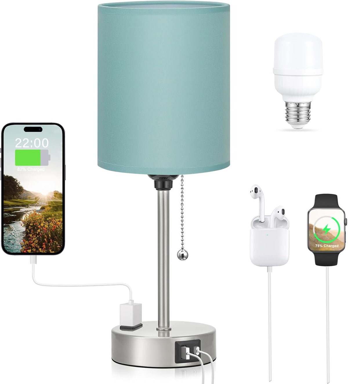 Dicoool Bedside Table Lamp for Bedroom - Small Desk Lamp with USB Ports