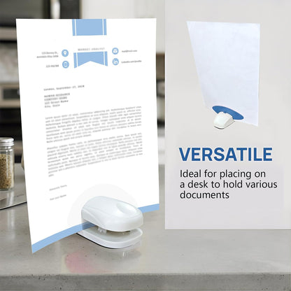 Paper Holder for Typing, White Typing Stand Document Holder with Weighted Base and Clip, Compact Paper Stand for Desk When Typing, Copy Holder for Notes, Forms and Office Work