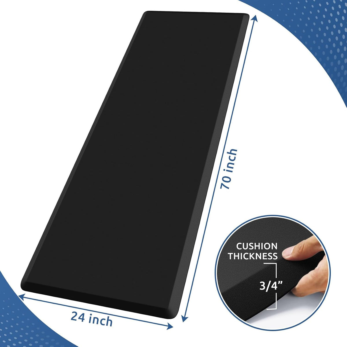KitchenClouds Kitchen Mat Cushioned Anti Fatigue Rug 17.3"x28" Water Resistant, Non Slip, Standing and Comfort Desk/Floor Mats for House Sink Office (Black)