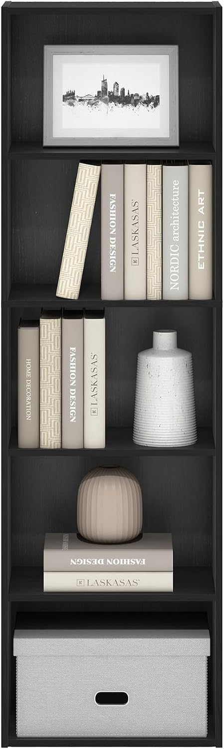 Furinno PASIR Book Shelf, 2-Tier Modern Bookshelf, Open Shelves Bookcase 9 x 12 x 21, Easy Assembly, for Living Room, Bedroom, Home Office, White