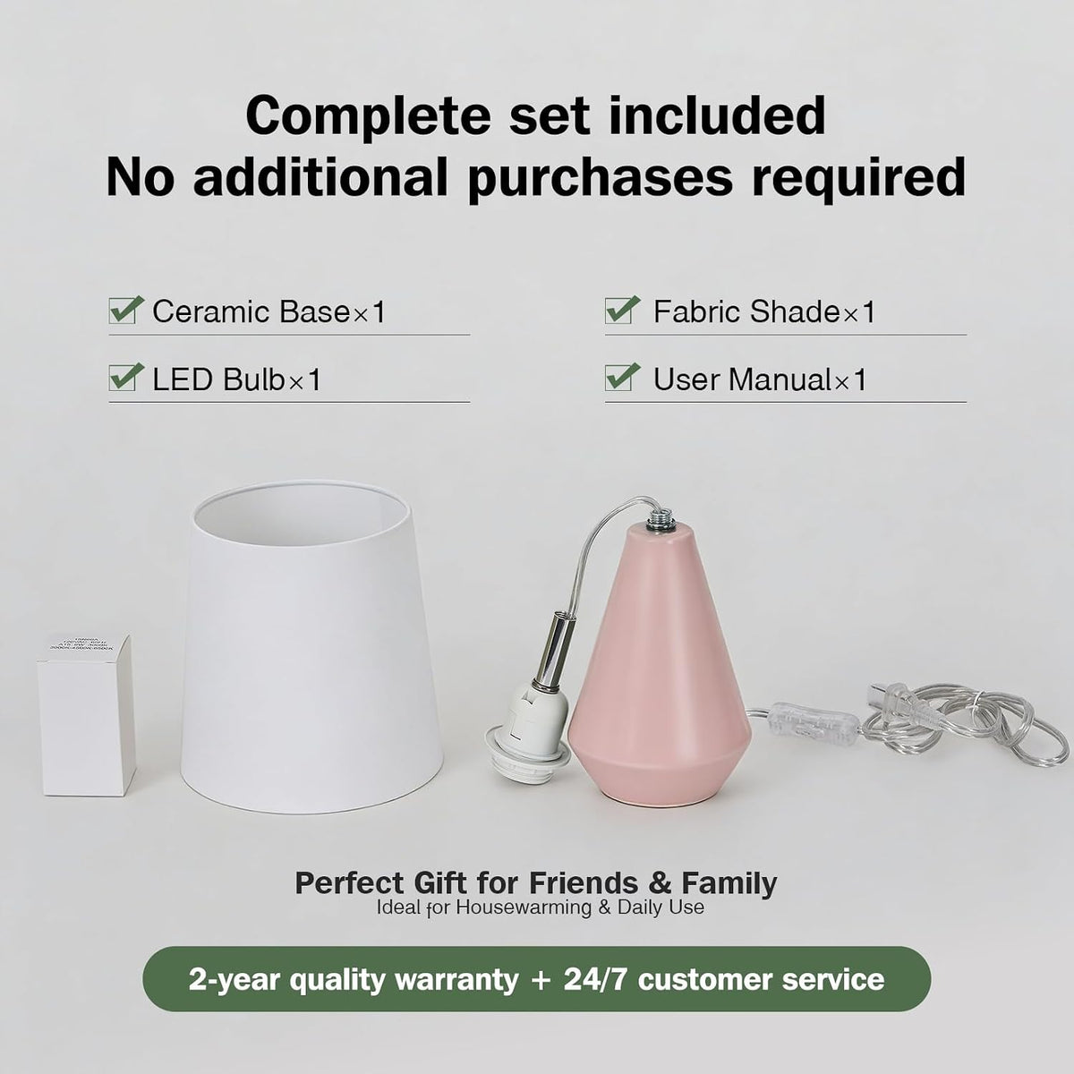 Small Bedside Table Lamp for Bedroom - Reading Desk Lamp with 3 Color Temperatures，15.5" Nightstand Ceramic Lamp with Fabric Shade for Kids Room,Living Room,Dorm,Home Office (Green)