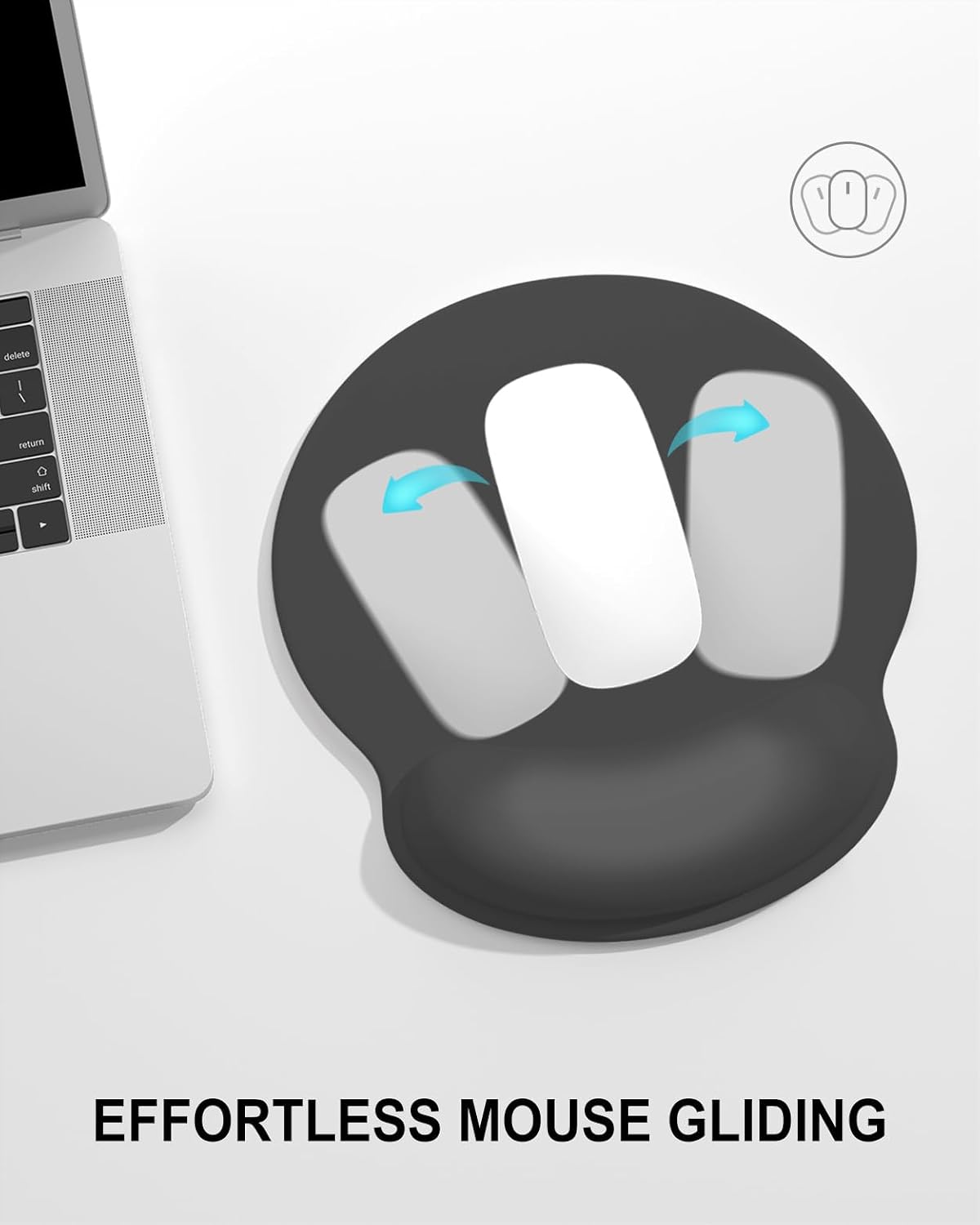 Ergonomic Mouse Pad with Wrist Rest, Comfortable Silicone Non-Slip Computer Pain Relief Gel Mouse Mat with Wrist Support for Gaming, Work, Office, Women & Men, Cute Pattern, Beige