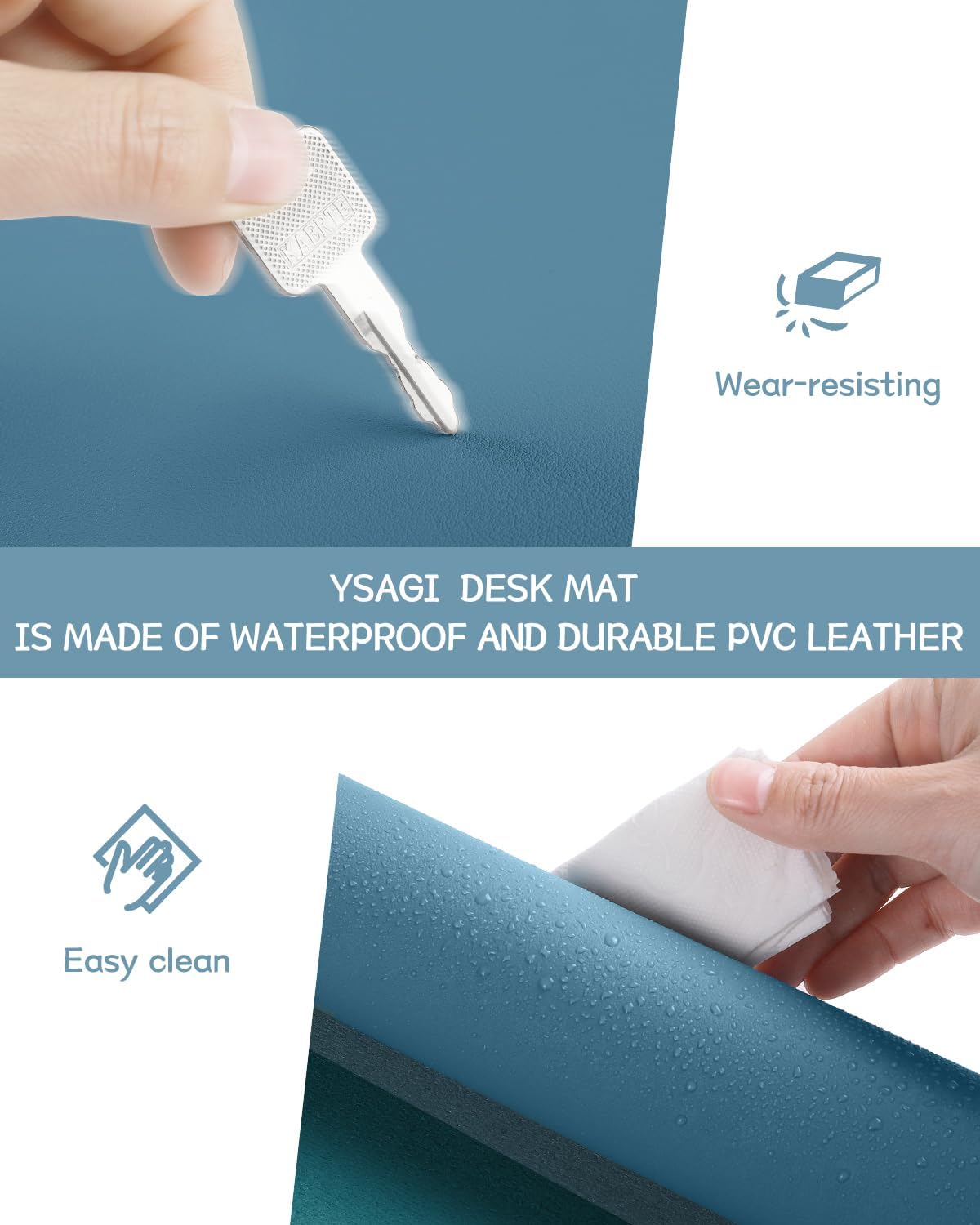 YSAGi Non-Slip Leather Desk Pad, Waterproof Laptop Computer Desk Keyboard Mat, Table Protector Blotter Mat, Large Mouse Pad for Office/Work/Home/Decor(Dark Brown, 31.5" x 15.7")