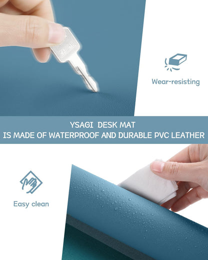YSAGi Non-Slip Leather Desk Pad, Waterproof Laptop Computer Desk Keyboard Mat, Table Protector Blotter Mat, Large Mouse Pad for Office/Work/Home/Decor(Dark Brown, 31.5" x 15.7")