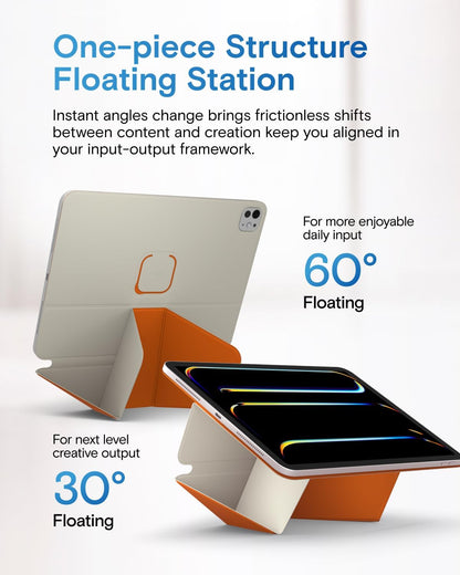 MOFT Dynamic Folio Tablet Stand for Desk Compatible with iPad mini A17 Pro 2024 & iPad mini 6th A15 2021, Slim Magnetic Tablet Holder Case with 20+ Viewing Angles, Beach White x Terracotta